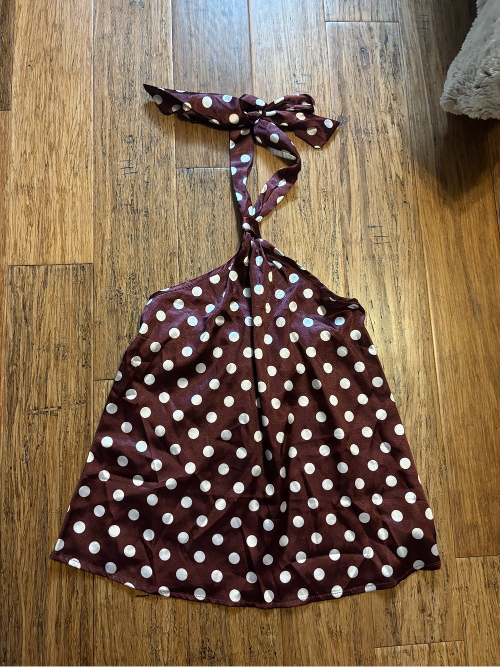 Brown and White Polka Dot Halter Top